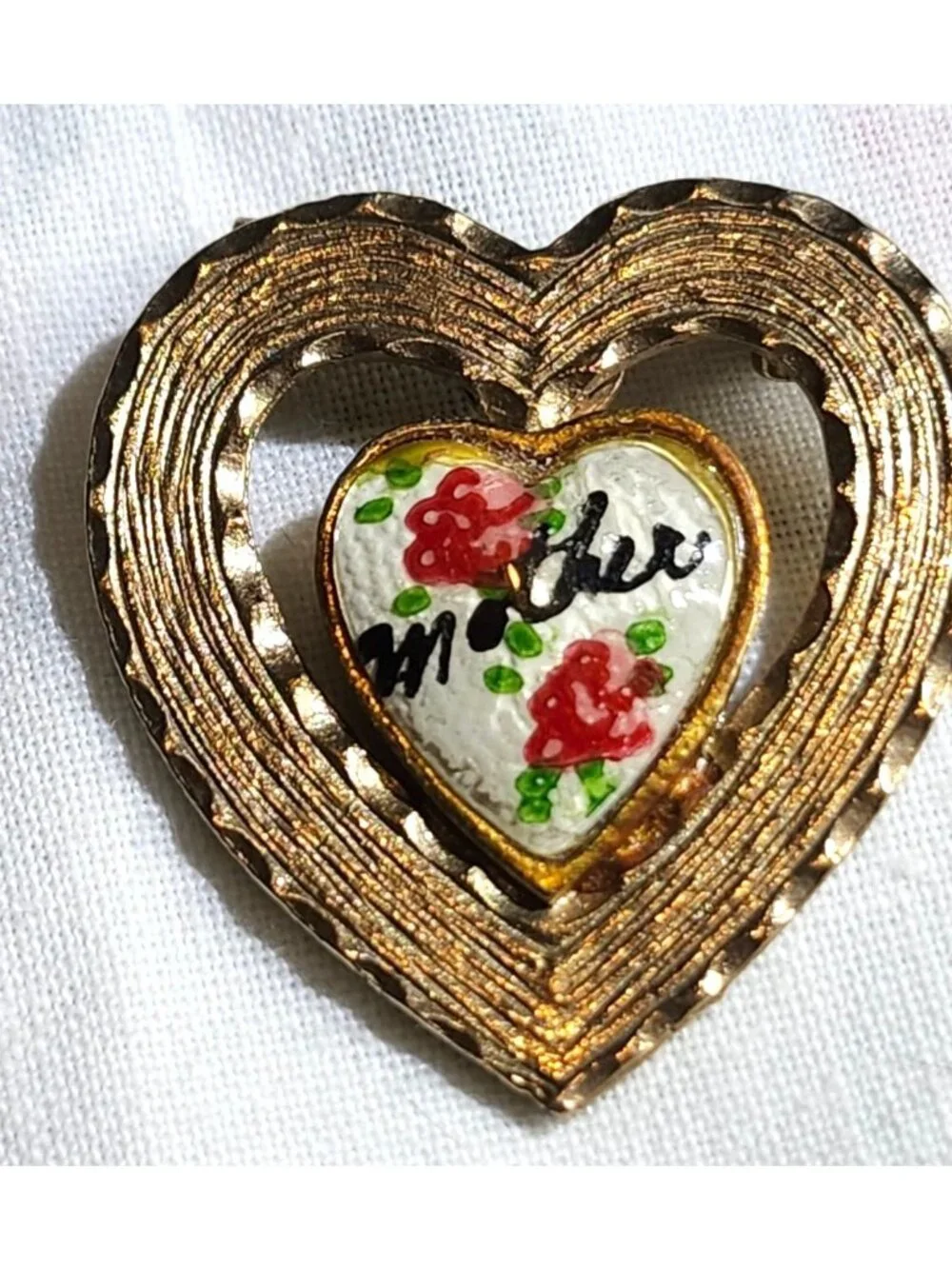 Vintage Gold-Tone Mother’s Pins MOP Enamel Rhinestones Mothers Day